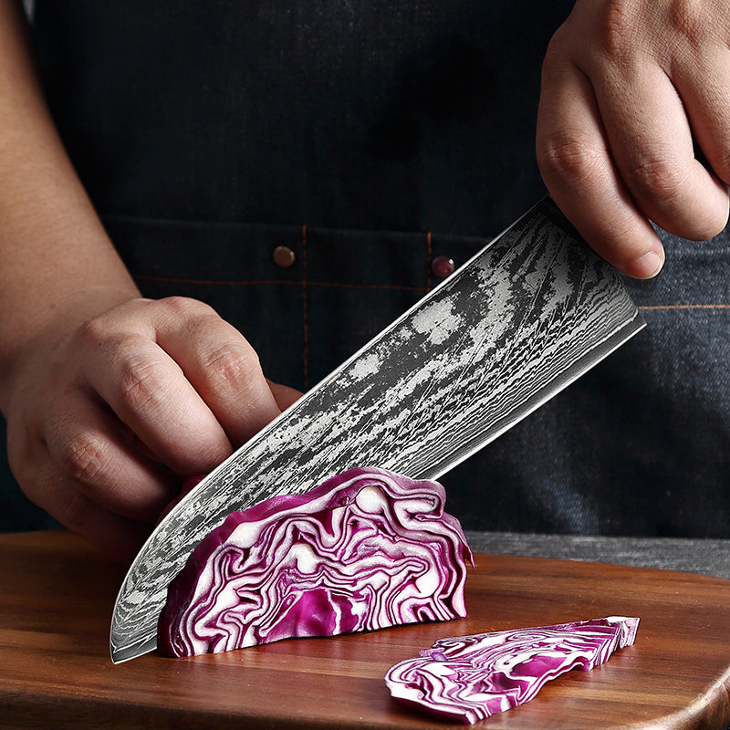 Chef's Sashimi With Damascus Steel Knife In Japan